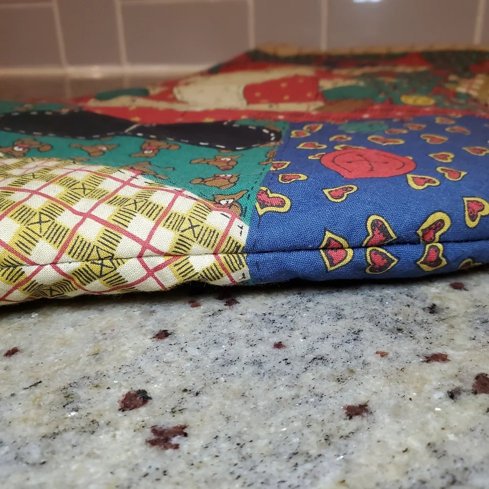 Vintage Cotton Padded Patchwork St Nicholas Santa Christmas Holiday 19